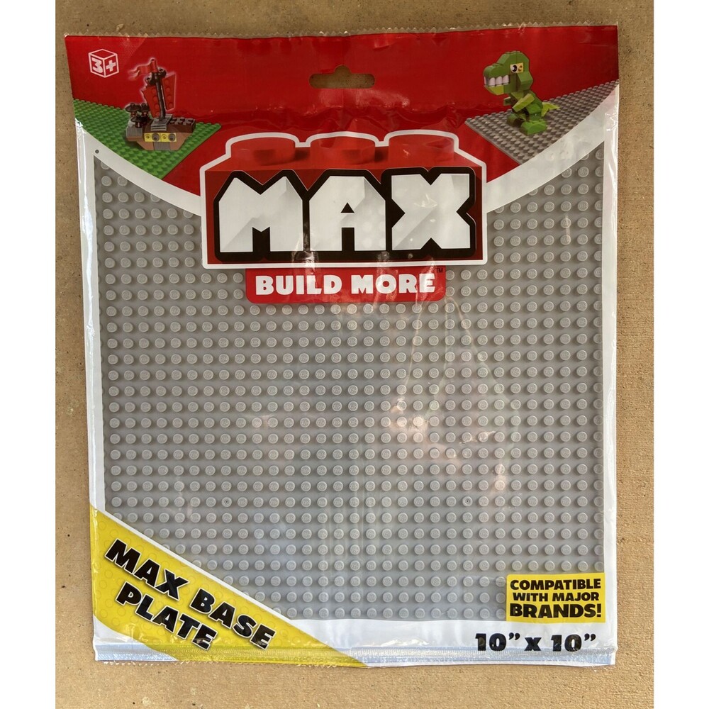 Max Build Base Plate Building Block Color Gray Major Brand Compatible 10"x10"